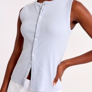Abercrombie & Fitch Light Blue Sleeveless Button-Down Shirt